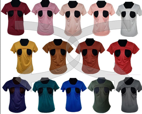 Plain Solid Color Breastfeeding Nursing Blouse Shirt Tops - InspiringWMN