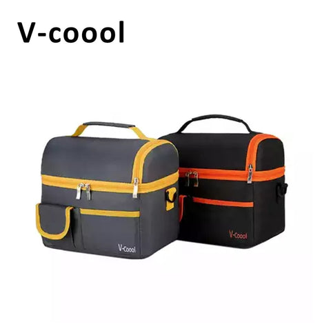 V-Coool Classic Two-Color Double Deck Thermal Insulated Cooler Lunch Bag - InspiringWMN